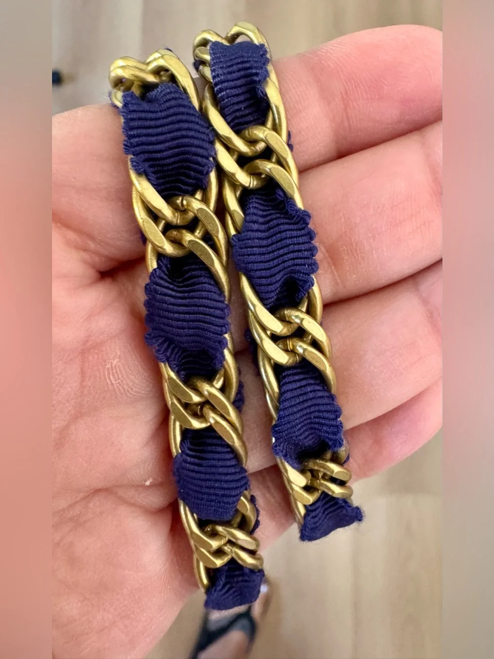 Clare V - shoulder ribbon strap in navy